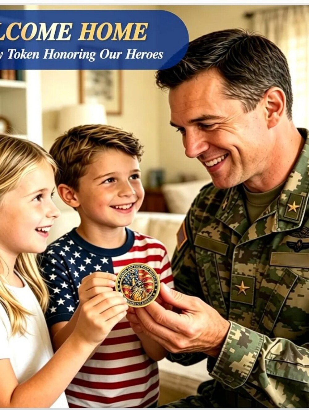 Patriotic Collectible Coins with Flag and Boot Design - Red, Blue, Gold - Picture 2 of 8
